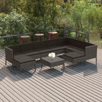 vidaXL Patio Lounge Set - 8 Piece Seating Ensemble with Soft Cushions - Weather-Resistant PE Rattan - Powder-Coated Steel Frame - Easy Maintenance - Suitable for Indoors and Outdoors - Gray