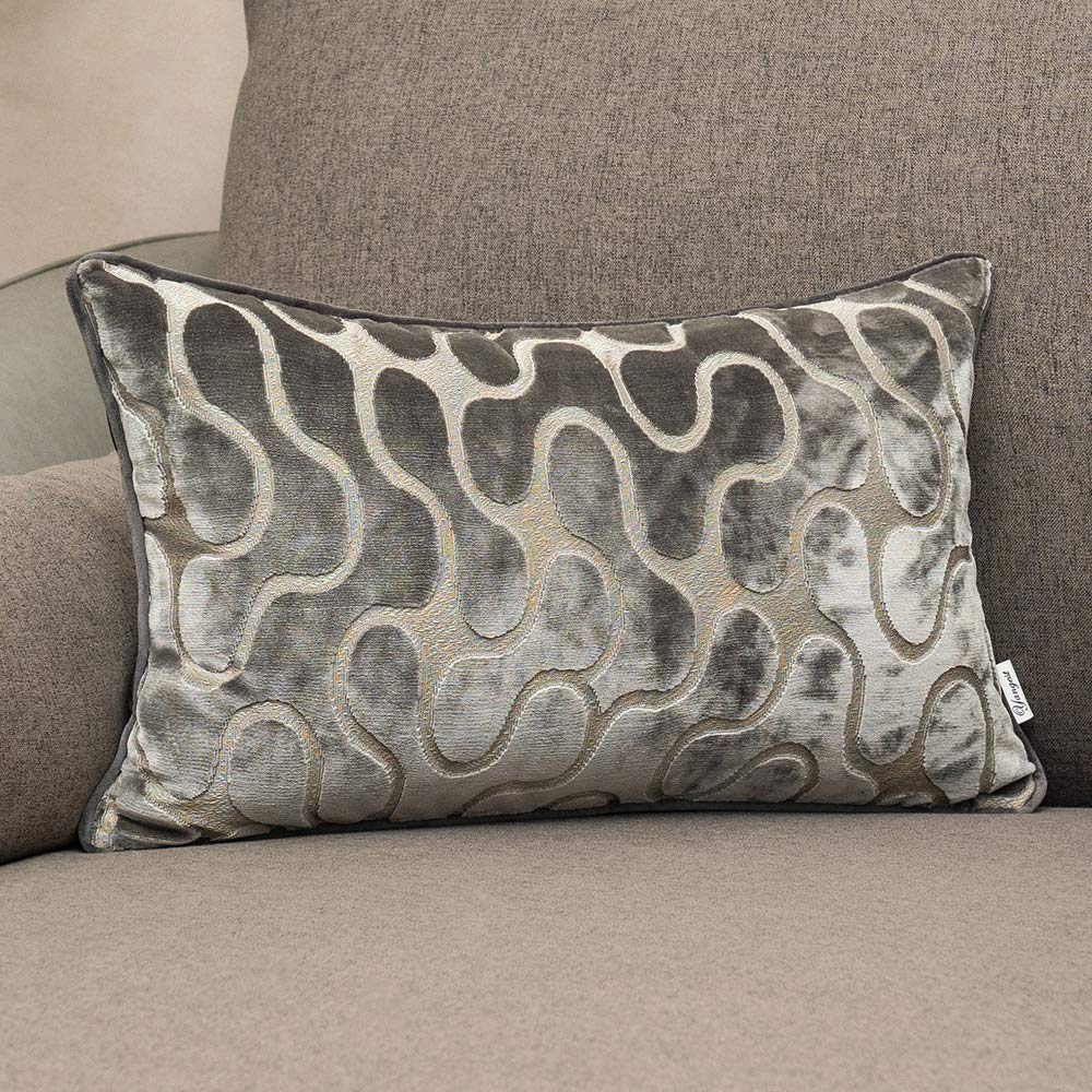 Yangest Silver Grey Throw Pillow Cover Wavy Cushion Cover Modern Zippered Rectangular Pillowcase For Sofa Couch Bedroom Living R