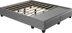 Boyd Sleep Parma Uplift Upholstered Platform Bed Frame Mattress Foundation, Dual Front Storage Drawers, and Strong Wood Slat Supports: Faux Leather, Grey, Full