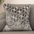 Yangest Silver Grey Square Throw Pillow Cover Wavy Velvet Cushion Cover Modern Zippered Pillowcase For Sofa Couch Bedroom Living