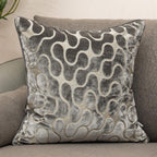Yangest Silver Grey Square Throw Pillow Cover Wavy Velvet Cushion Cover Modern Zippered Pillowcase For Sofa Couch Bedroom Living