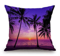 Tssohu Sunset Beach Pillow Cover 18X18 Inch Tropical Palm Tree Landscape Cotton Linen Cushion Cover For Home Sofa Chair Decor Fa