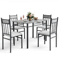 NAFORT 5 Piece Dining Table Set for 4, Faux Marble Kitchen Table and Chairs Set of 4, Vintage Rectangular Dining Room Table with