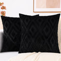 Decoruhome Couch Throw Pillow Covers 26X26 Set Of 2, Decorative Soft Plush Faux Wool Pillow Covers For Bed Sofa Living Room, Bla