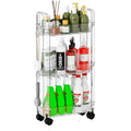 3 Tier Rolling Cart With Wheels,Clear Bathroom Storage Organizer,Narrow Laundry Room Storage And Utility Cart Mobile Shelving Un