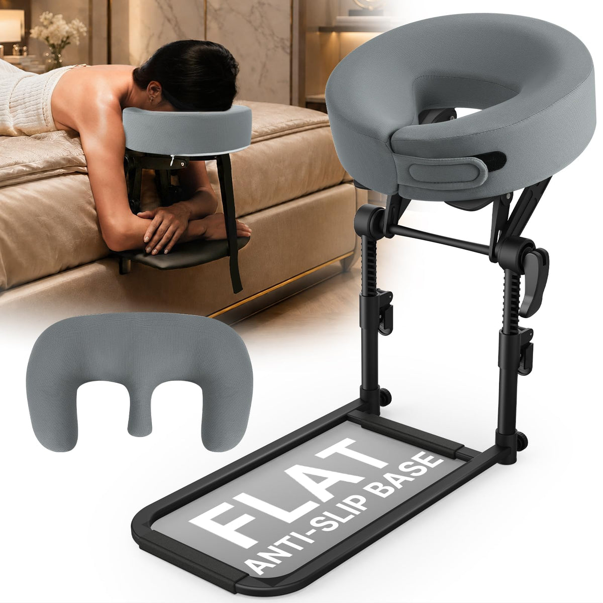 Massage Headrest for Bed with Arm Rest & Chest Cushion for Home Relax Spa