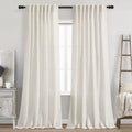 Cream Natural Linen Curtains 90 Inch Length 2 Panels Set for Living Room Rod Pocket Back Tab Pleated Window Curtain Drapes Neutr
