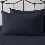 4 Piece Jersey Knit Queen Cotton Blend Light Navy Sheet Set | Ultra-Soft T-Shirt Jersey Bedding Sheets & Pillowcases | Heathered