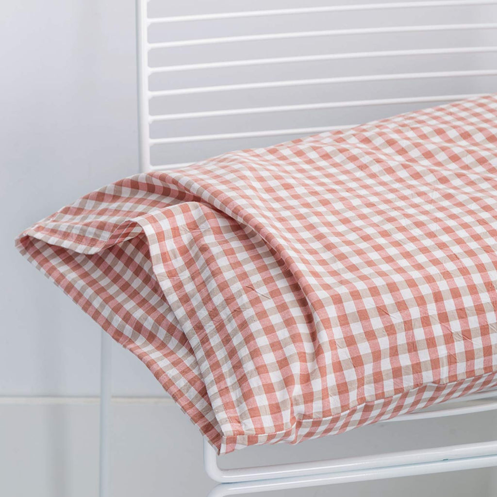Susybao Orange Grid Duvet Cover King 100% Washed Cotton Coral Gingham Duvet Cover Set 3 Pieces 1 Holiday Plaid Duvet Cover With