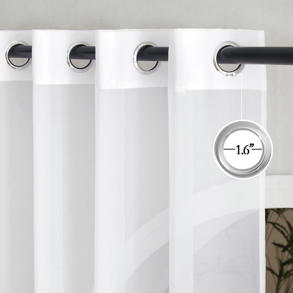 Nicetown Sheer Curtains Extra Long - Ring Top Voile Textured Large Window Treatments Vertical Dressings For Wedding/Villa/Living