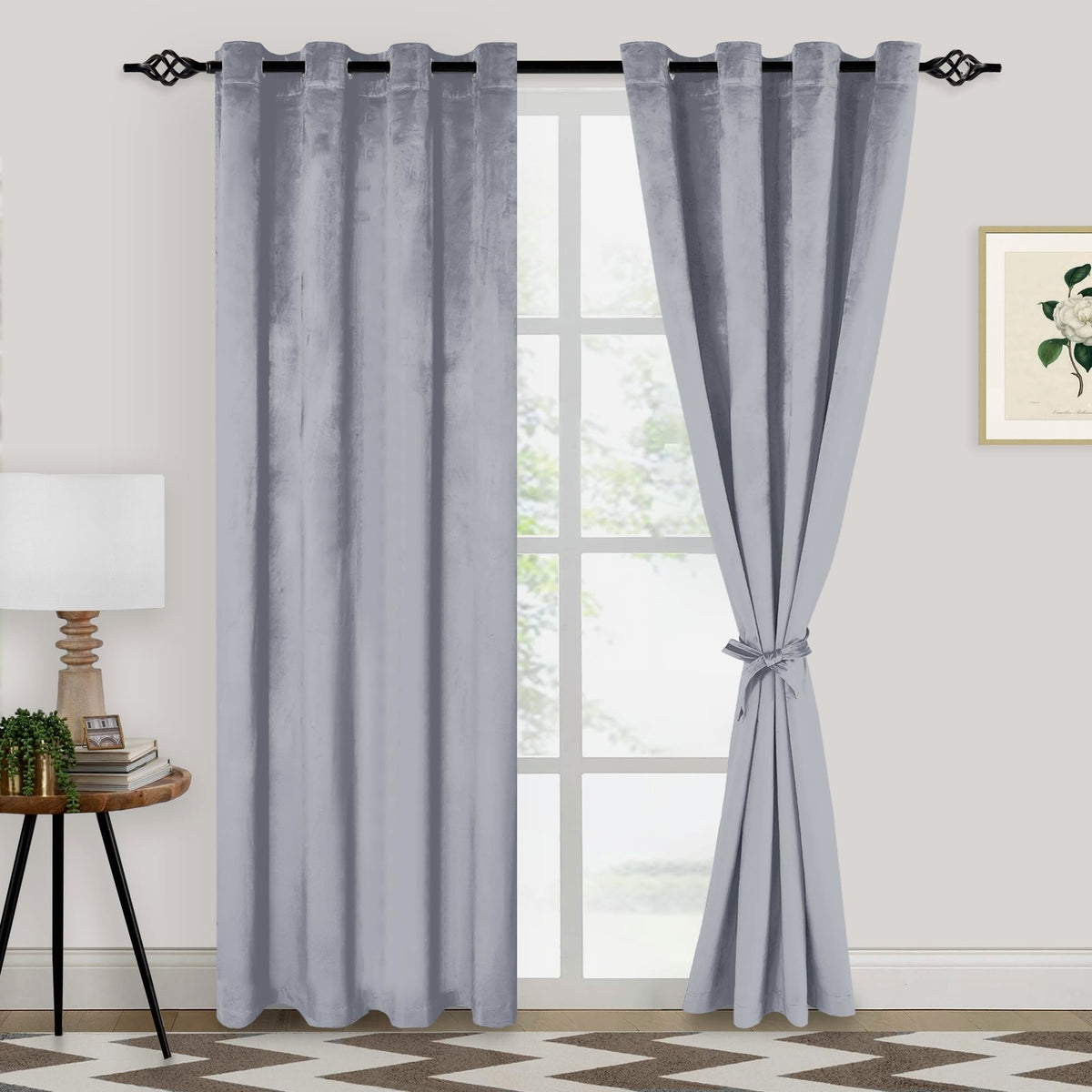 Xwzo Velvet Curtains For Bedroom - Room Darkening Energy Efficient Grommet Window Curtain Panels For Living Room/Farmhouse/Patio