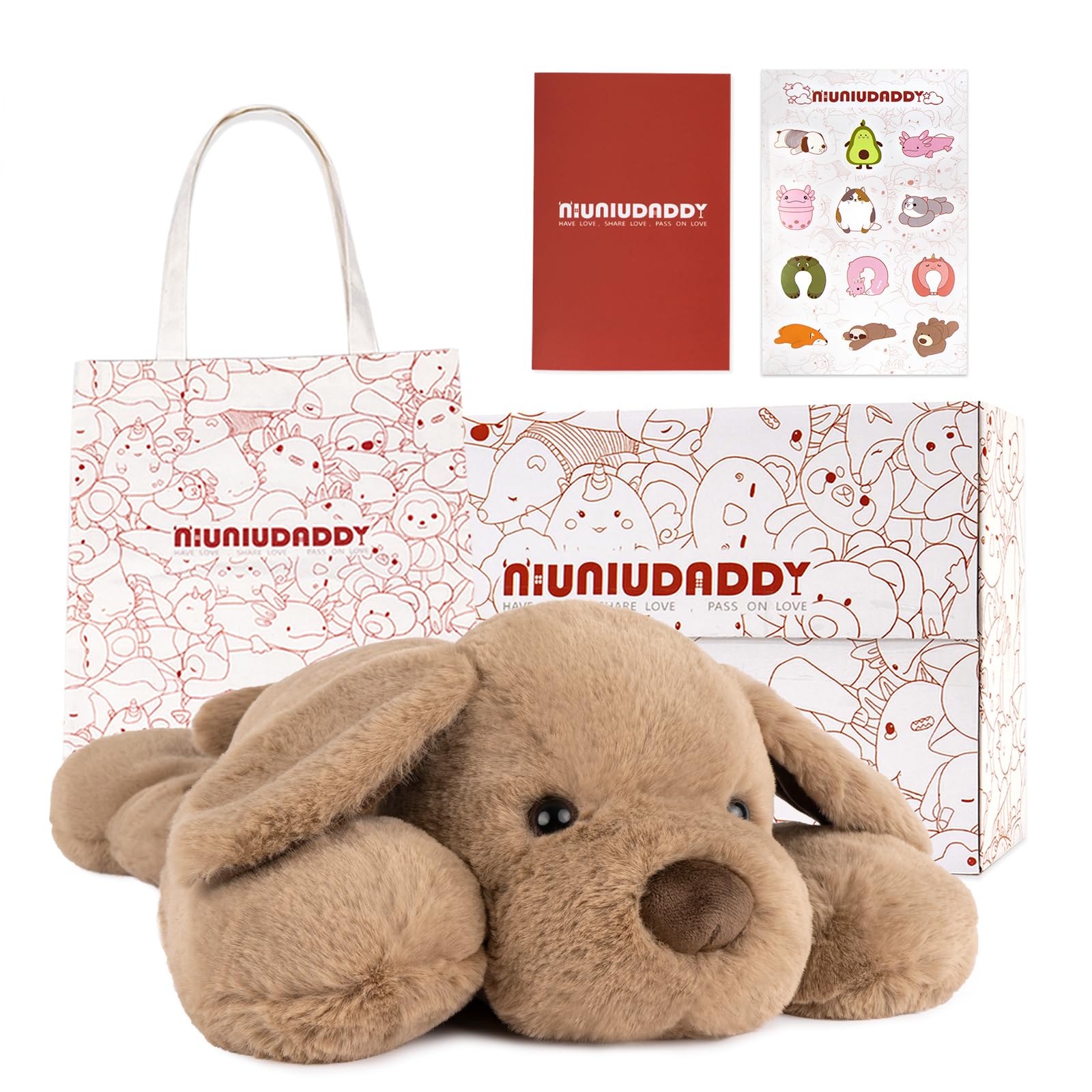 NiuniuDaddy Weighted Dog Stuffed Animals for Anxiety, 3.3lb Weighted Plush Dog Toys Pillowfort for Adults Kids Girls Boys, Large