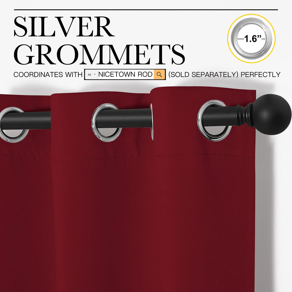 Nicetown Christmas Short Blackout Curtains For Small Kitchen Window, Thermal Insulated Solid Grommet Blackout Curtains/Drapes Fo