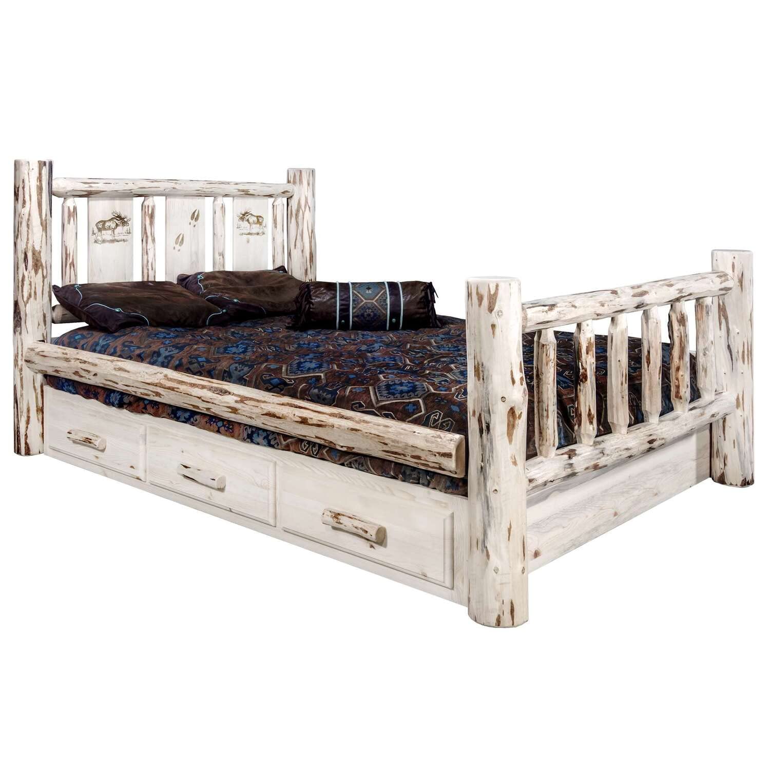 Montana Woodworks Moose Design Laser Engraved Storage Bed (Twin: 87 in. L x 46 in. W x 47 in. H (314 lbs.))