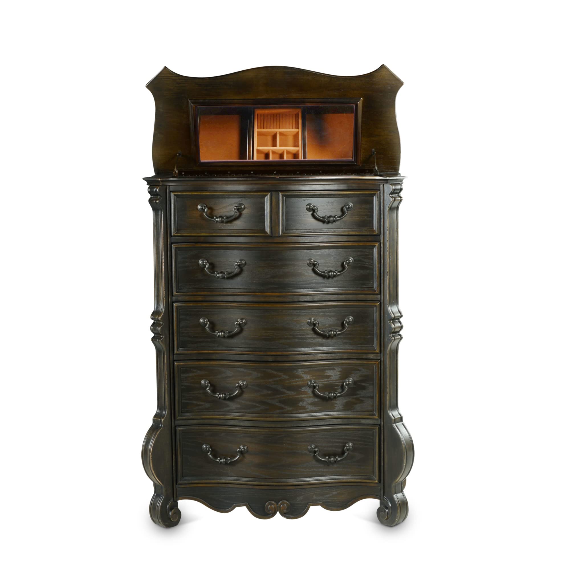 Steve Silver Rhapsody Opulent Molasses Finish, Antique Style, French Dovetail Drawers, Scrolled Feet, No Assembly Required Chest, Dark Brown