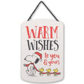 Peanuts Snoopy and Woodstock Warm Wishes Hanging Wood Wall Decor - Cute Snoopy Christmas Decoration for Home