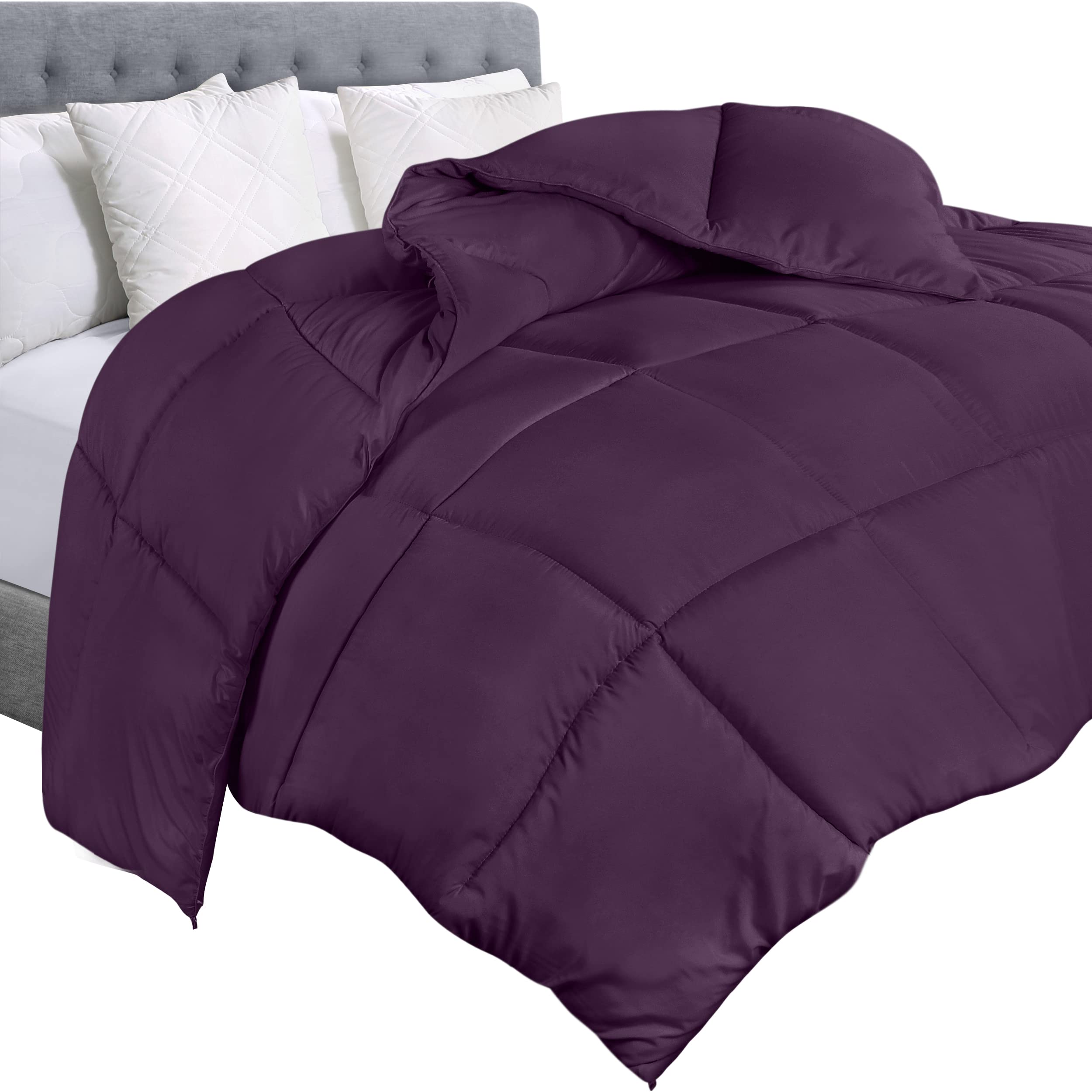 Utopia Bedding Comforter Duvet Insert, Quilted Comforter With Corner Tabs, Box Stitched Down Alternative Comforter Twin (Plum)