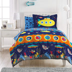 Dream Factory Kids 5-Piece Complete Set Easy-Wash Super Soft Microfiber Comforter Bedding, Twin, Navy Submarine