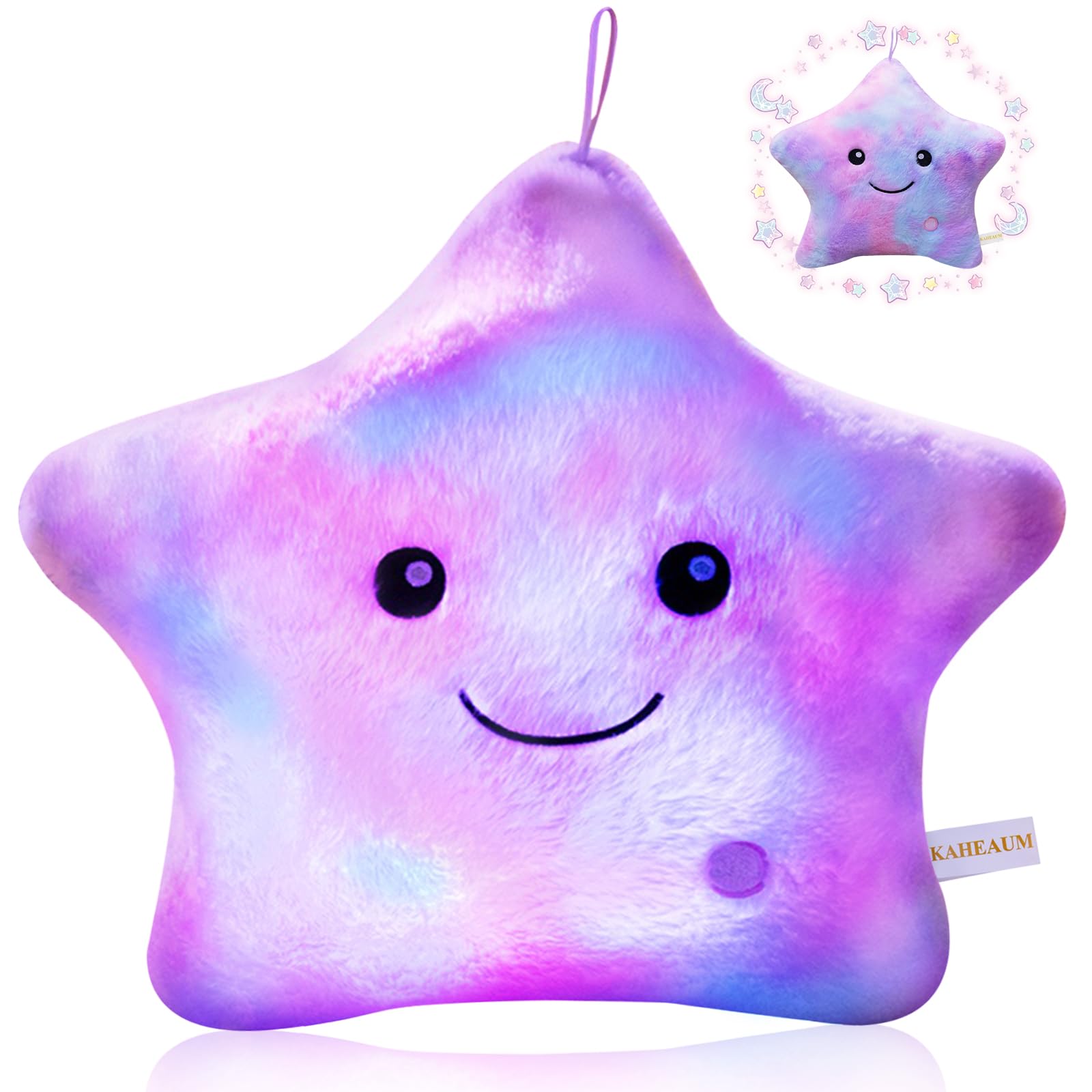 Kaheaum Star Pillows Light Up Stuffed Animal Soft Plushies For Boys Girls Kids Pillow Daughter Plush Children Toy Birthday Adult