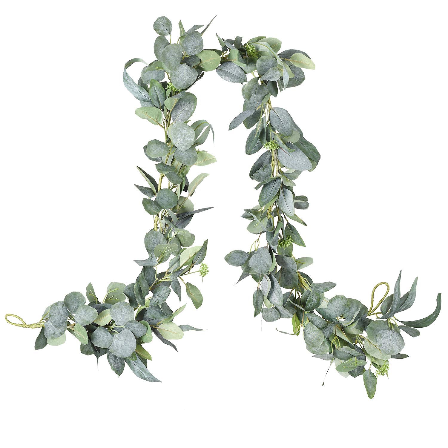 DearHouse 6.2 Feet Eucalyptus Garland Artificial Silk Eucalyptus Leaves Vines Handmade Garland Greenery Wedding Home Backdrop Ar