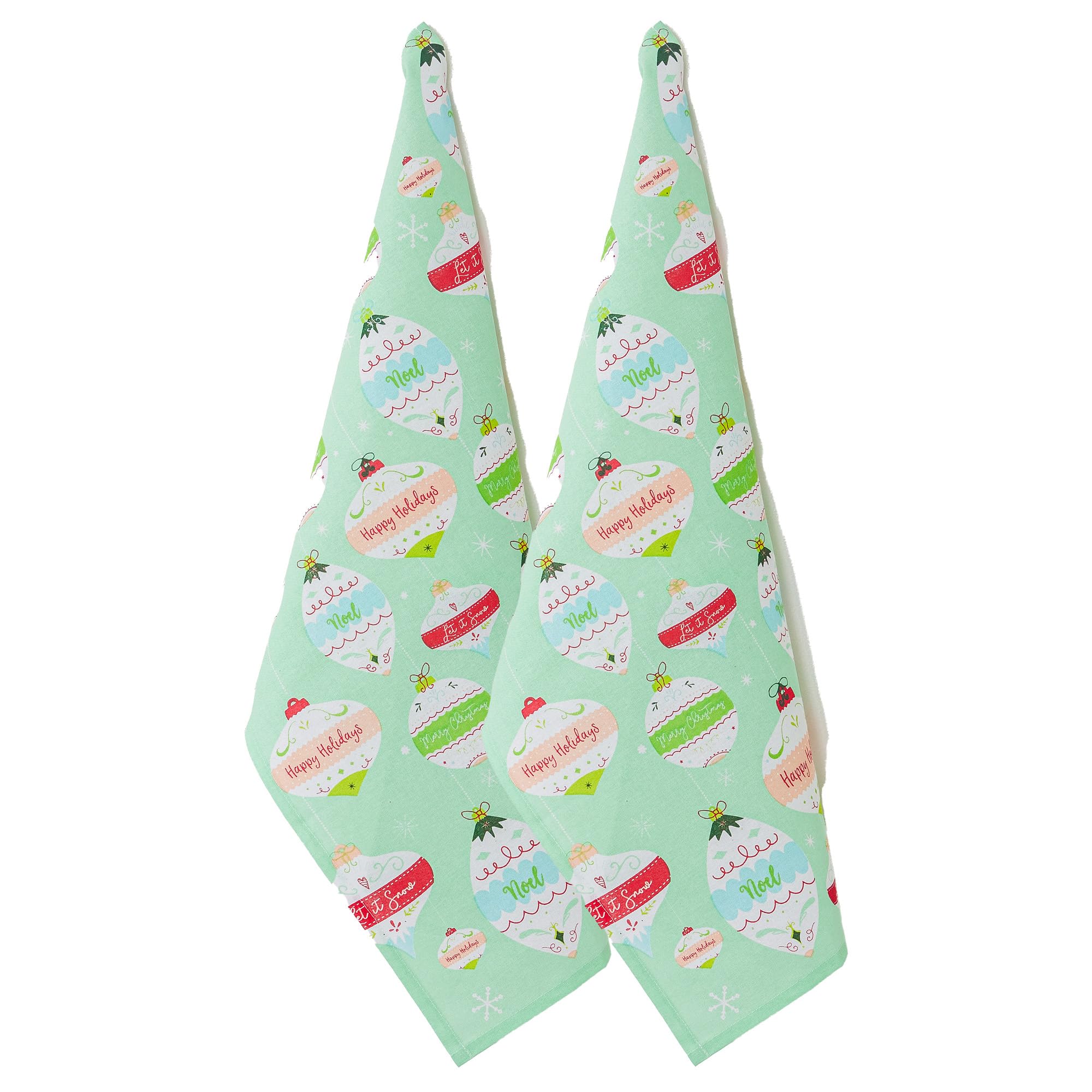 DII Holiday Dish Towels Christmas Kitchen D  cor, 18x28, Vintage Ornaments, 2 Piece