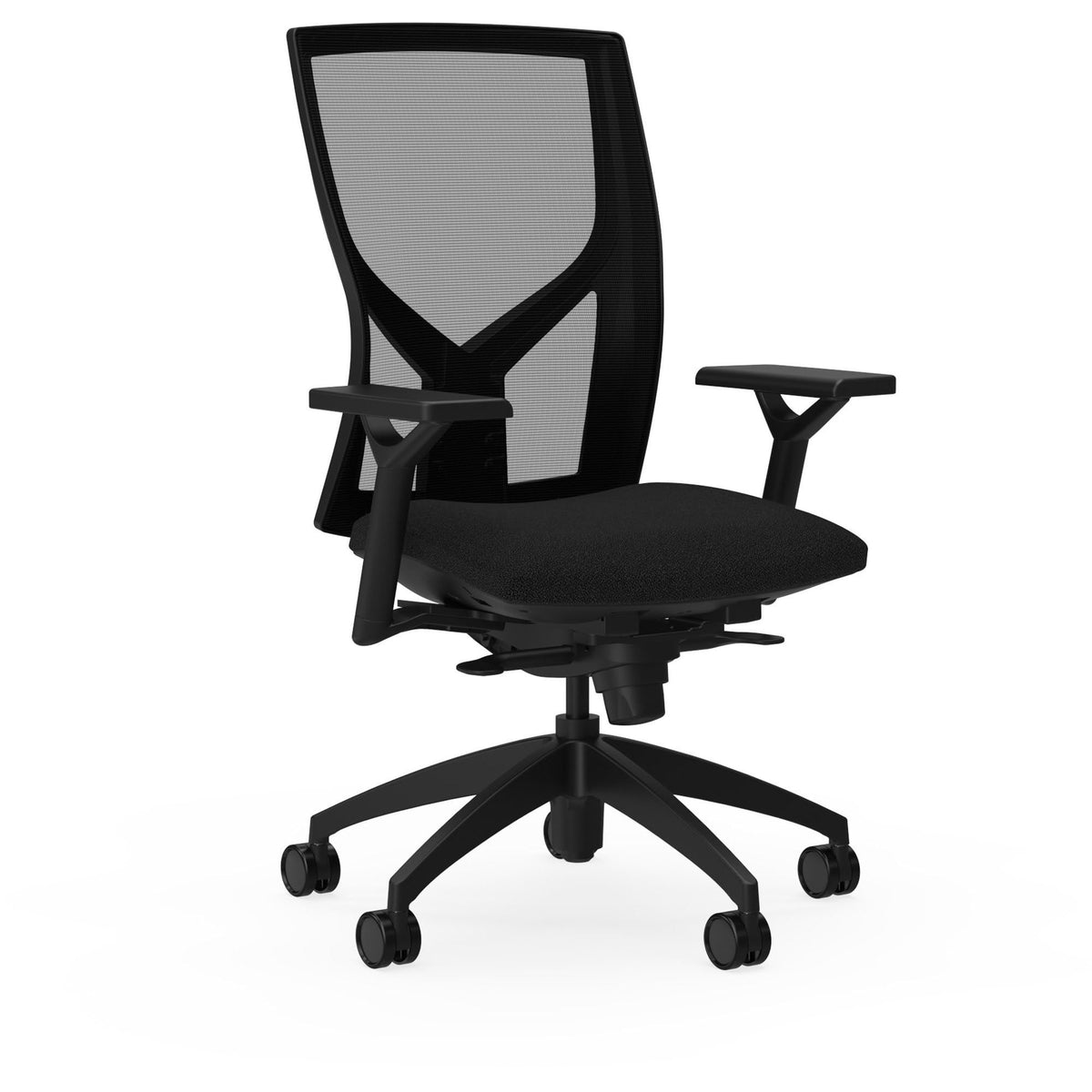 Lorell High-Back Mesh Chairs With Fabric Seat, Black