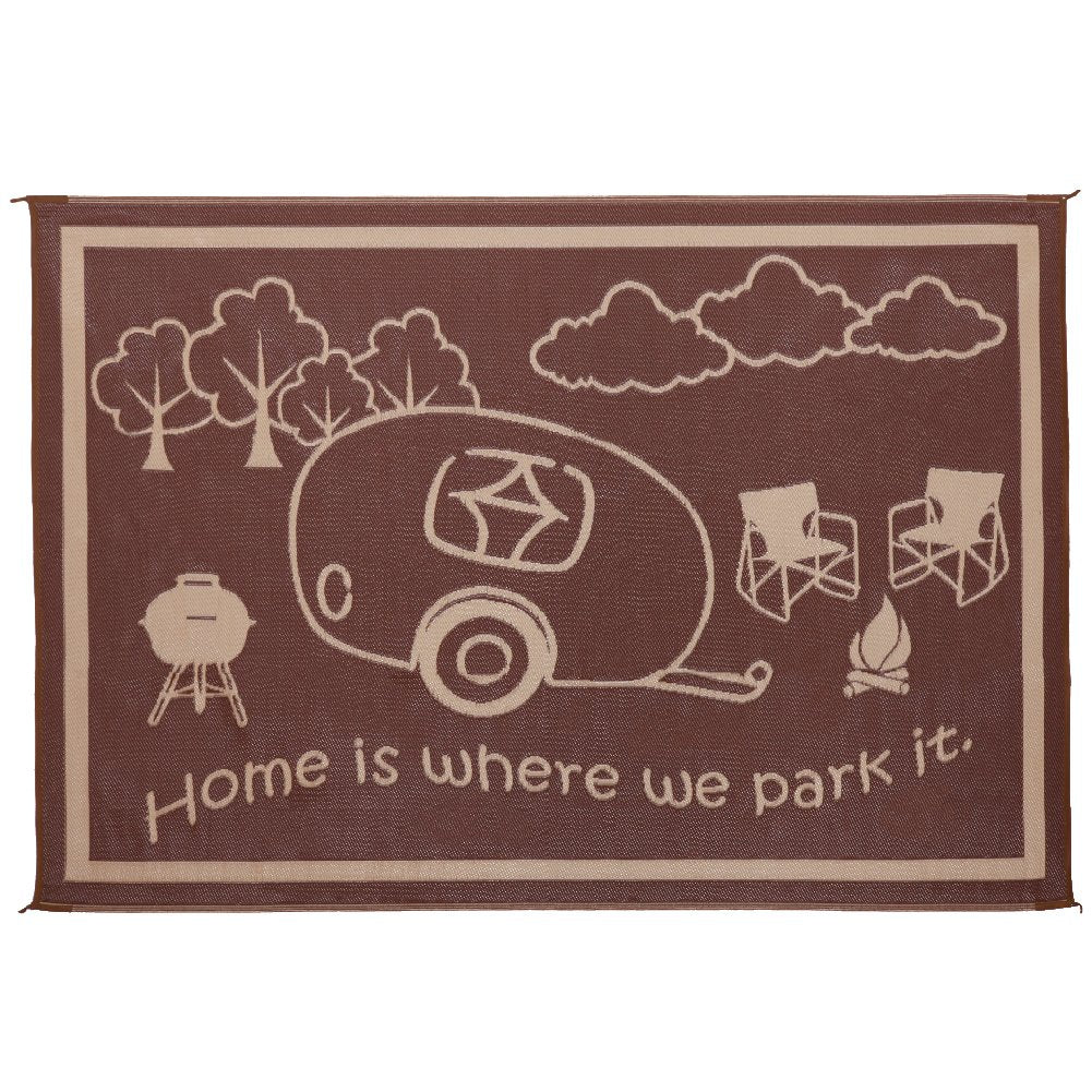 Stylish Camping Ming'S Mark Rh8117 Reversible Rv Home Mat - 8' X 11', Brown/Beige
