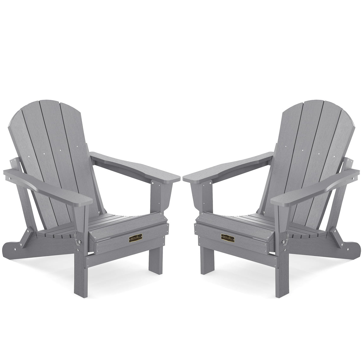 Serwall Folding Adirondack Chair Painted Adirondack Chair Set Of 2 Weather Resistant For Patio Deck Garden, Backyard Deck, Fire Pit & Lawn Furniture - Light Gray