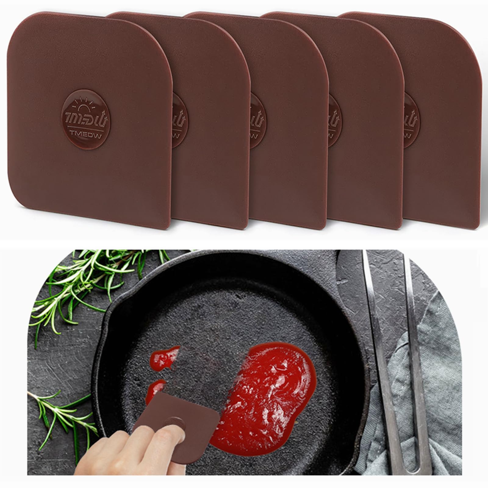 Pan Scraper, 5 Pcs Pot Scraper, Pan Scraper Plastic, Multifunctional Scraper Tool For Kitchen, Non-Slip, Food Safe, High Heat Re