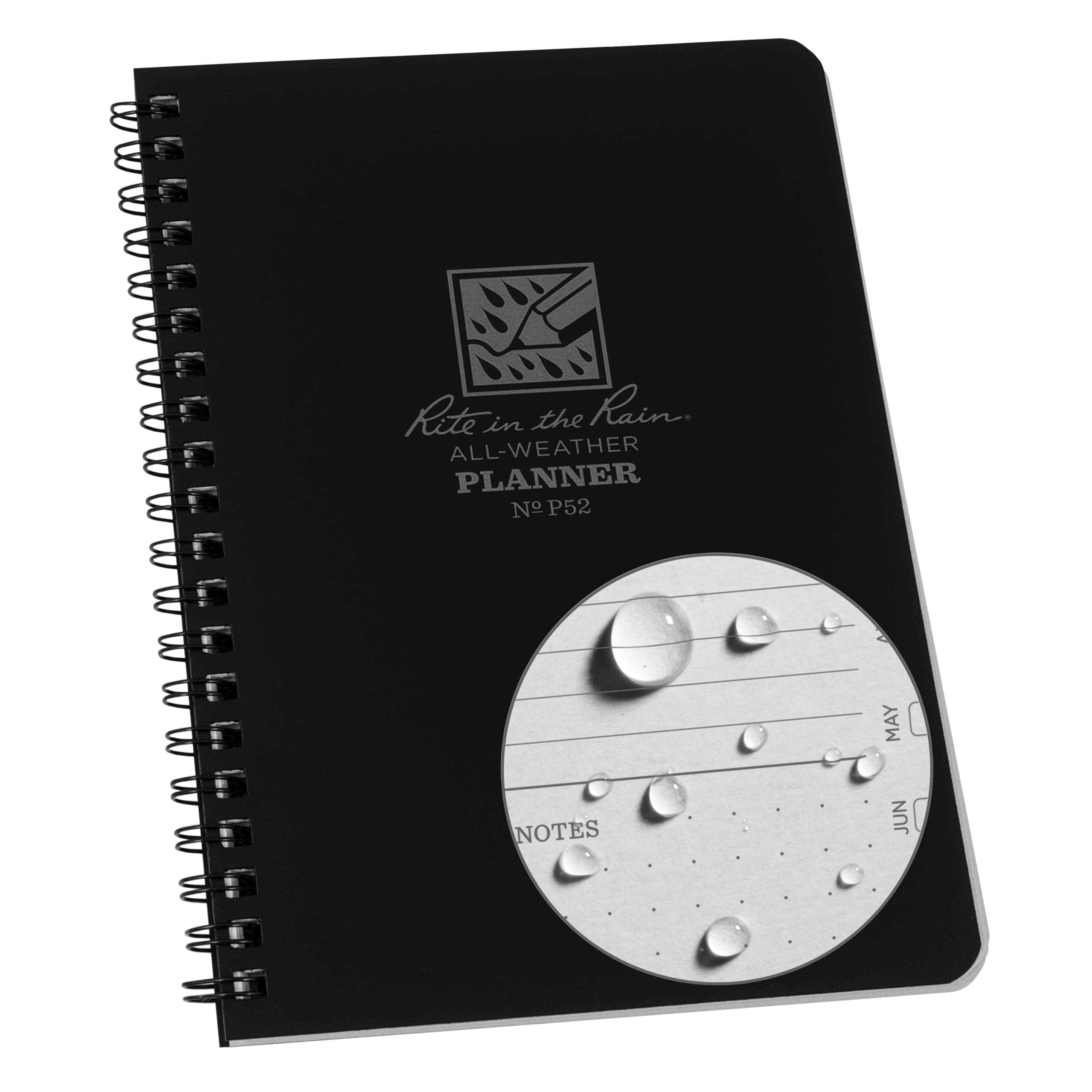 Rite In The Rain All-Weather Weekly Planner, Undated, Side-Spiral 4-5/8' X 7' (No. P52),Black