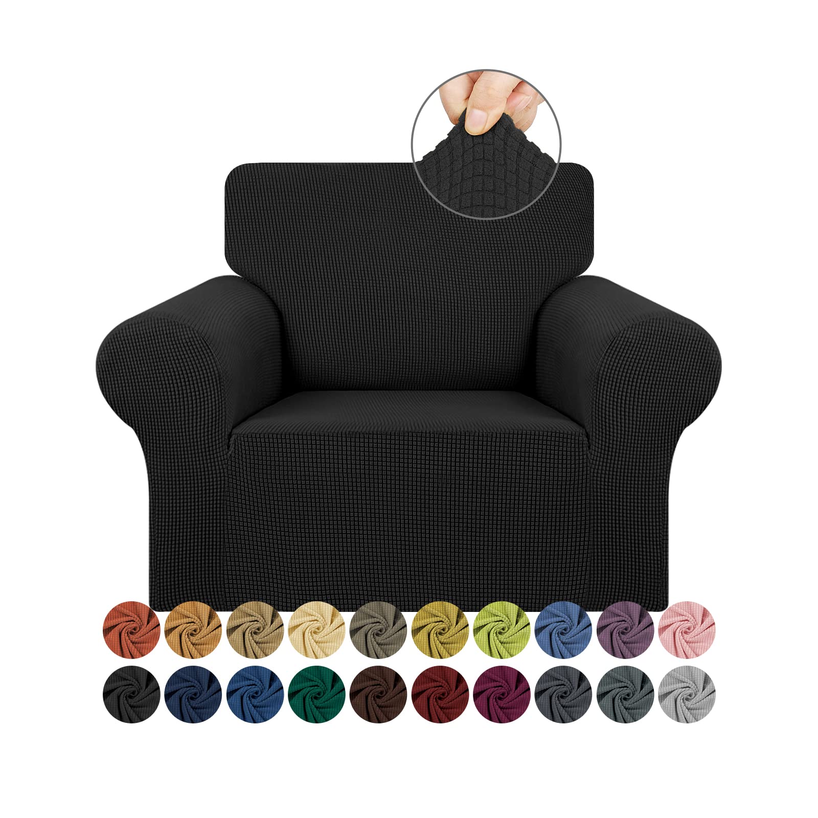 Kekuou Stretch Single Sofa Slipcover 1 Piece Couch Sofa Cover (32'-55') Furniture Protector 1 Seater Sofa With Elastic Bottom