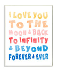 Stupell Home D  cor Love To Moon and Back Rainbow Typog Wall Plaque Art, 10 x 0.5 x 15, Proudly Made in USA