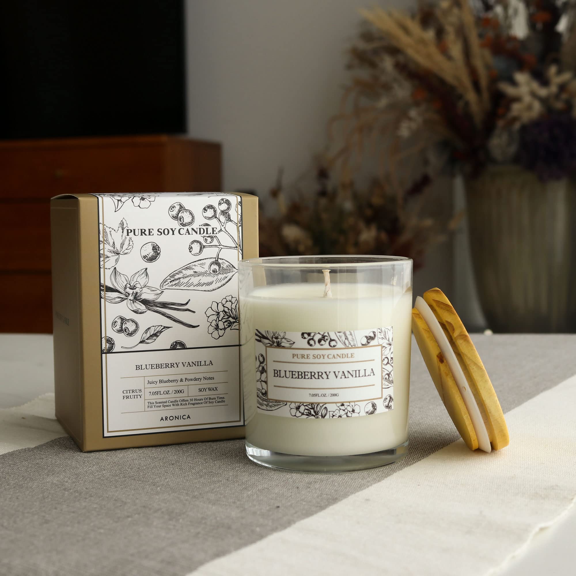 Aronica Blueberry Summer Candles For Home, Pet Safe Candles Non Toxic, House Decor Aesthetic, Regalos De Verano Para Una Casa, L