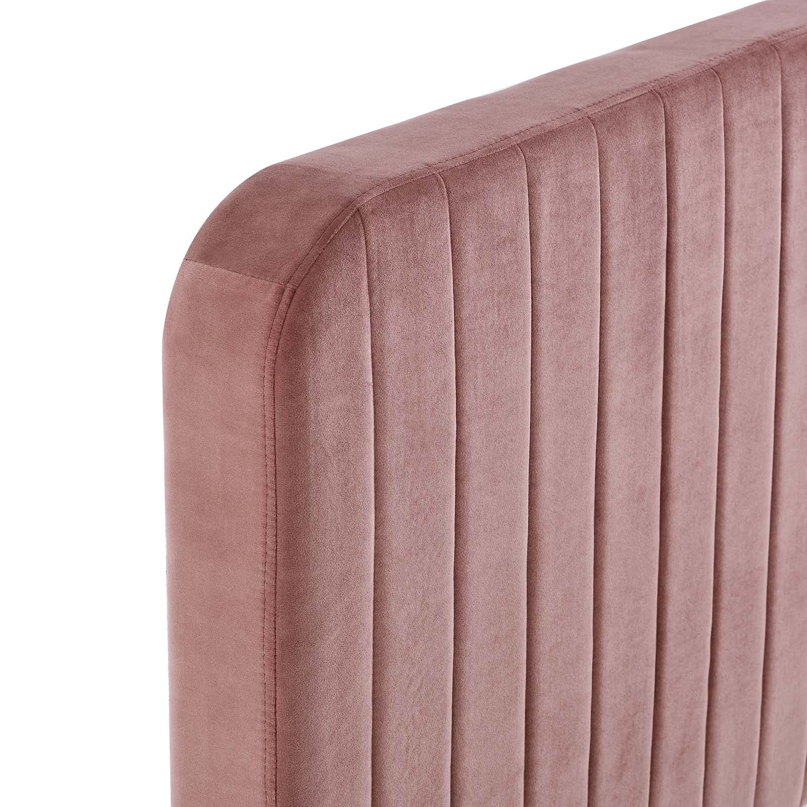 Modway Celine Channel Tufted Performance Velvet Bed, King, Dusty Rose