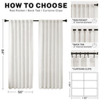 Ivory Linen Back Tab Curtains For Living Room 84 Inches Long Light Filtering Privacy Semi Sheer Off White Farmhouse Boho Faux Li