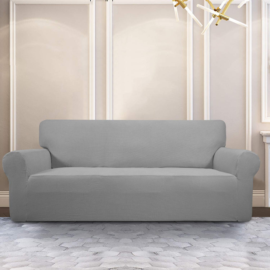 Purefit Stretch Oversized Sofa Slipcover – Spandex Jacquard Non Slip Soft Couch Sofa Cover, Washable Furniture Protector With Non Skid Foam And Elastic Bottom For Kids (Oversized Sofa, Light Gray)
