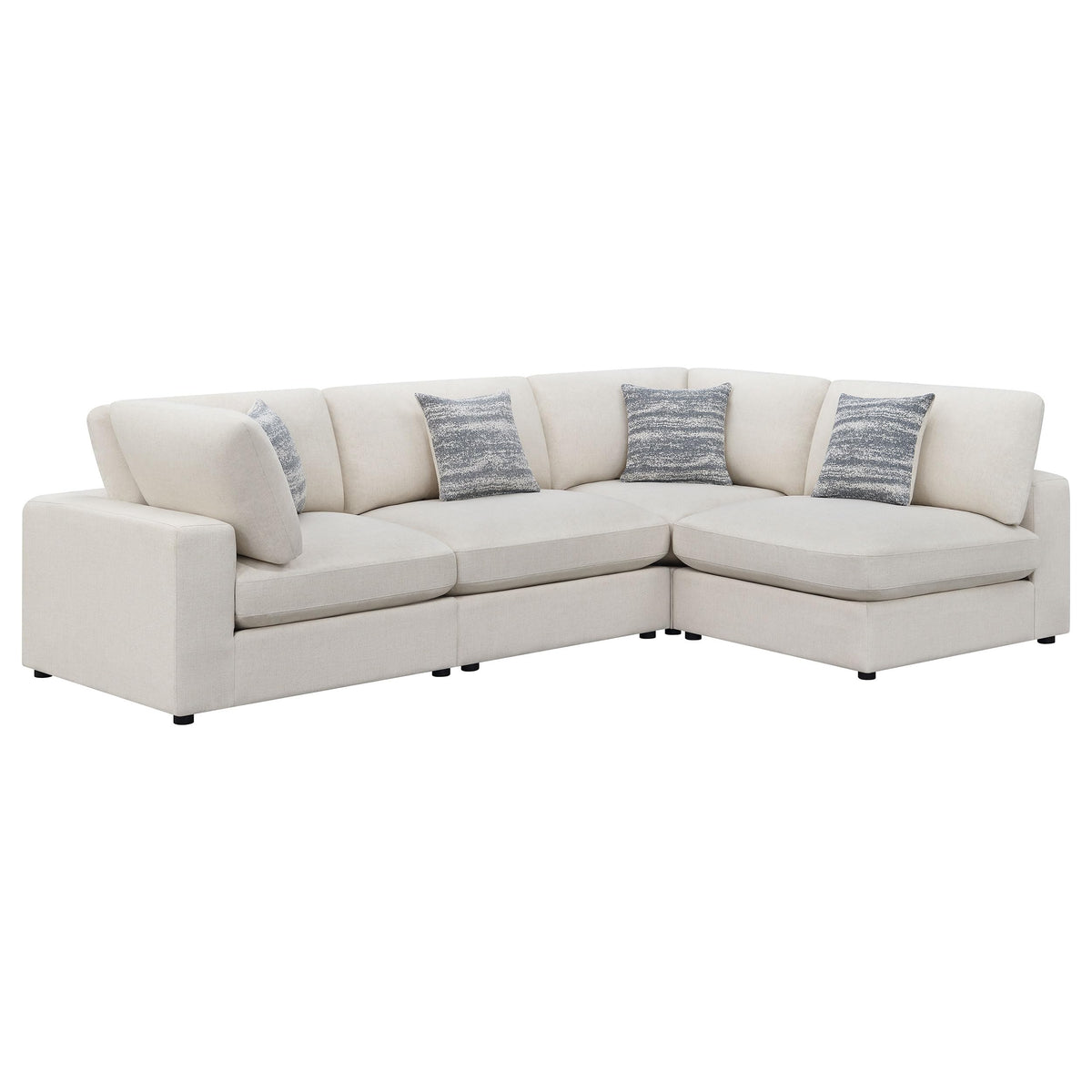 Coaster Serene 4-Piece Modern Fabric Upholstered Sectional in Beige