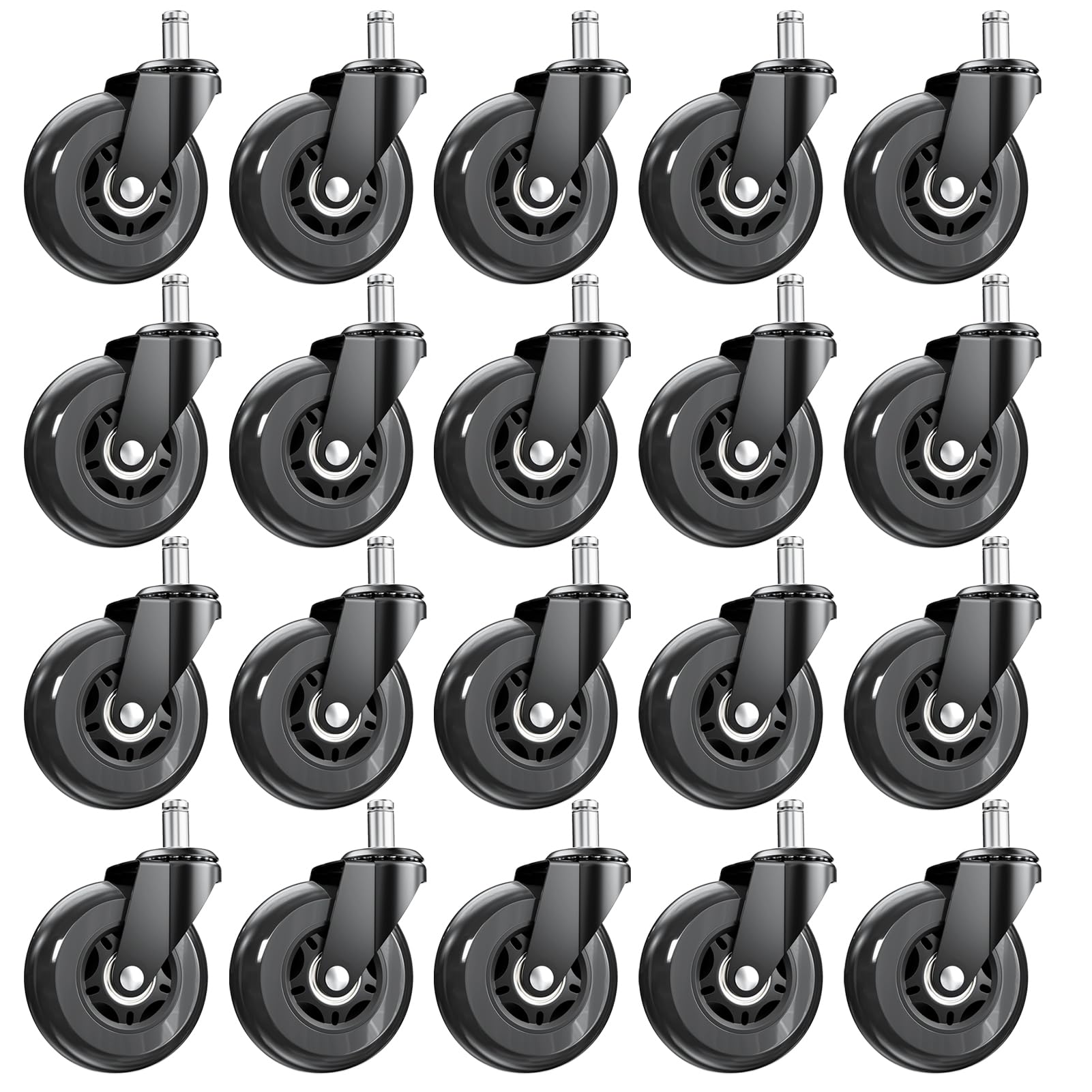 ASHGOOB 3 Inch Office Chair Wheels Set of 20, Heavy Duty Replacement Casters, Smooth Quiet Roll for Hardwood Floor Carpet, Unive