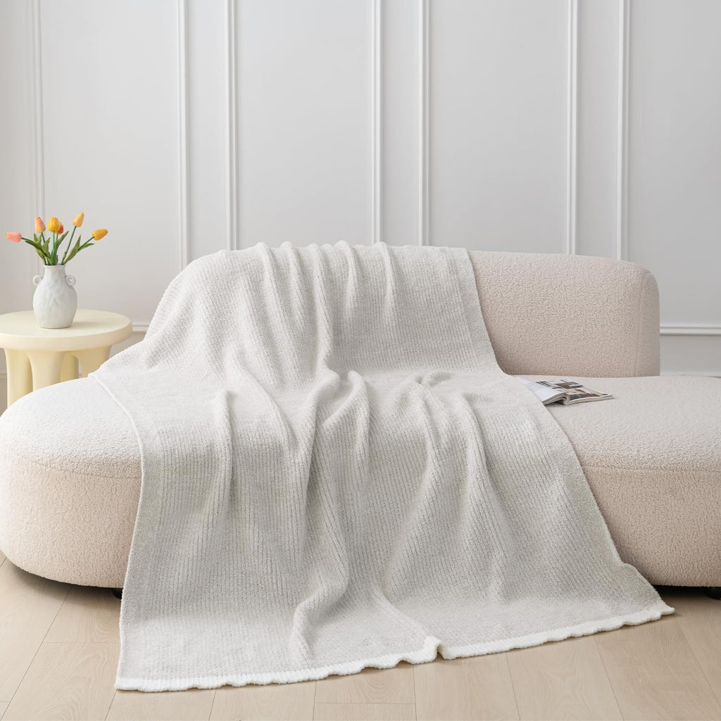 Mh Mylune Home Ultra Soft Ribbed Throw Blanket For Couch 60X80 Inches Luxurious Super Cozy Fluffy Microfiber Blanket Plush Warm