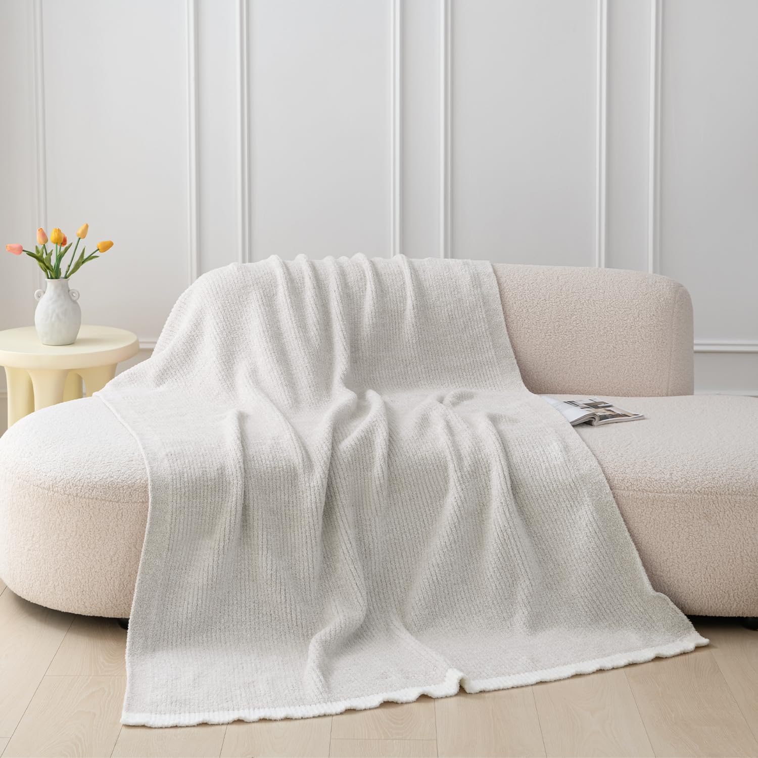 Mh Mylune Home Ultra Soft Ribbed Throw Blanket For Couch 60X80 Inches Luxurious Super Cozy Fluffy Microfiber Blanket Plush Warm