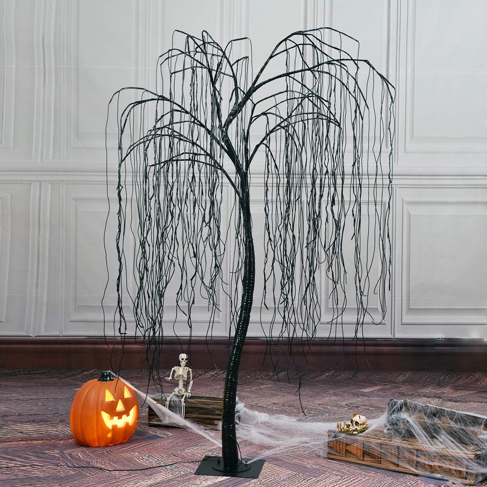 Lightshare 7 Feet Halloween Willow Tree With Spiders, 256 Led Lights For Home, Festival,Nativity, Party, And Christmas Decoratio