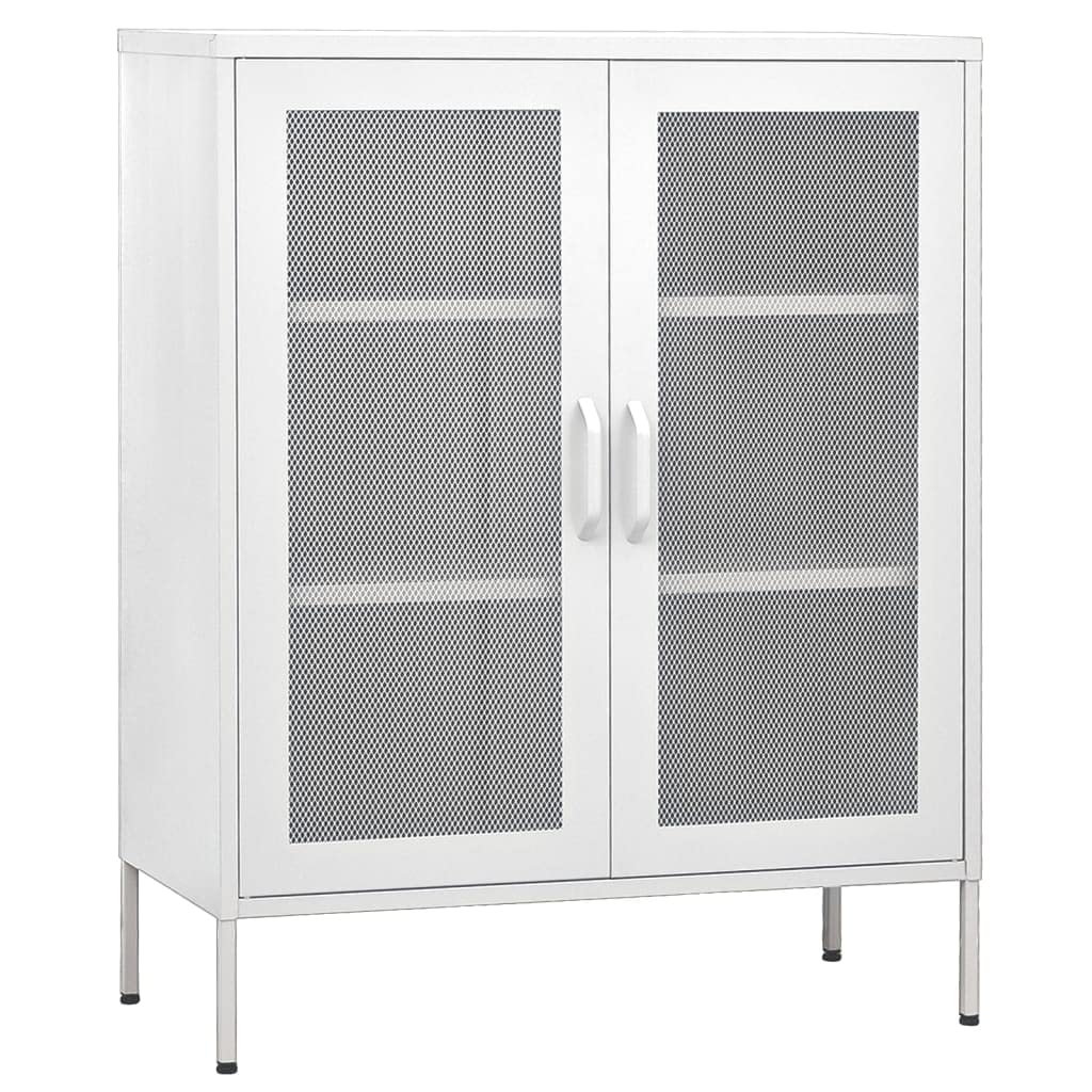 vidaXL Industrial Style Storage Cabinet - White Steel Material - Durable & Adjustable - Perfect for Home Decor with 31.5&quot;x13.8&quot;x40&quot; Dimensions