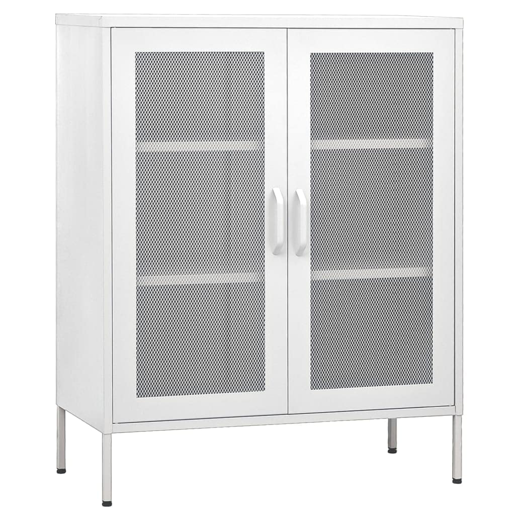 vidaXL Industrial Style Storage Cabinet - White Steel Material - Durable & Adjustable - Perfect for Home Decor with 31.5&quot;x13.8&quot;x40&quot; Dimensions