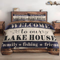 Wecozy 3 Pcs Comforter Set Queen Size With 2 Pillowcases, Welcome Lake House Bedding Set For Kids And Adults, Woodboard Family F