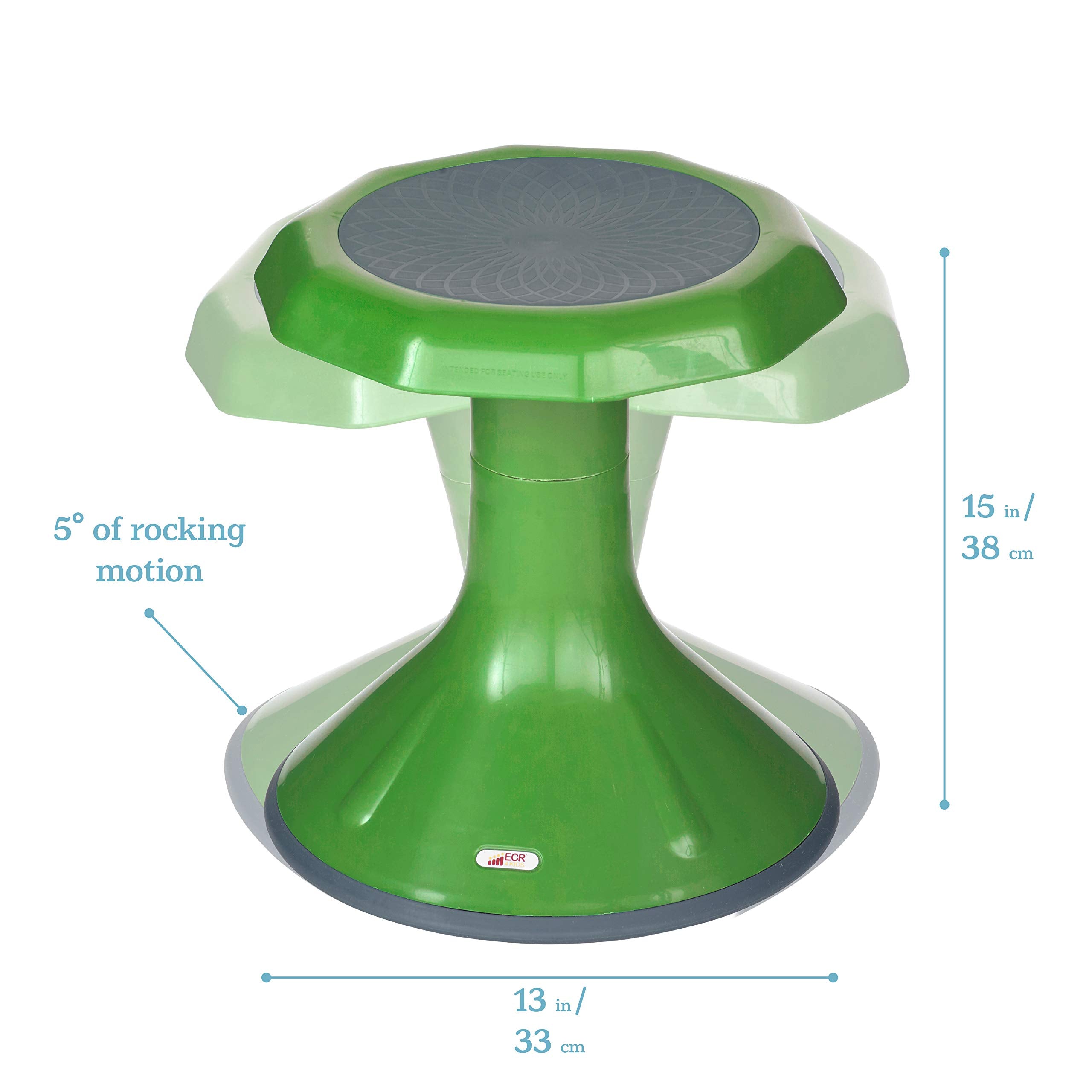Ecr4Kids Ace Active Core Engagement Wobble Stool, 15-Inch Seat Height, Flexible Seating, Grassy Green