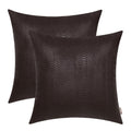 BRAWARM Brown Leather Throw Pillows 16 X 16 Inches, Snake Leather Pillow Covers Pack of 2, Faux Leather Decorative Pillow Covers