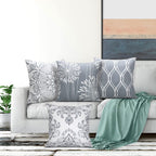 Coliuso Decorative Throw Pillow Covers 16X16 Set Of 4, Gray And White Modern Simple Square Pillow Case Cushion Cover For Sofa Co