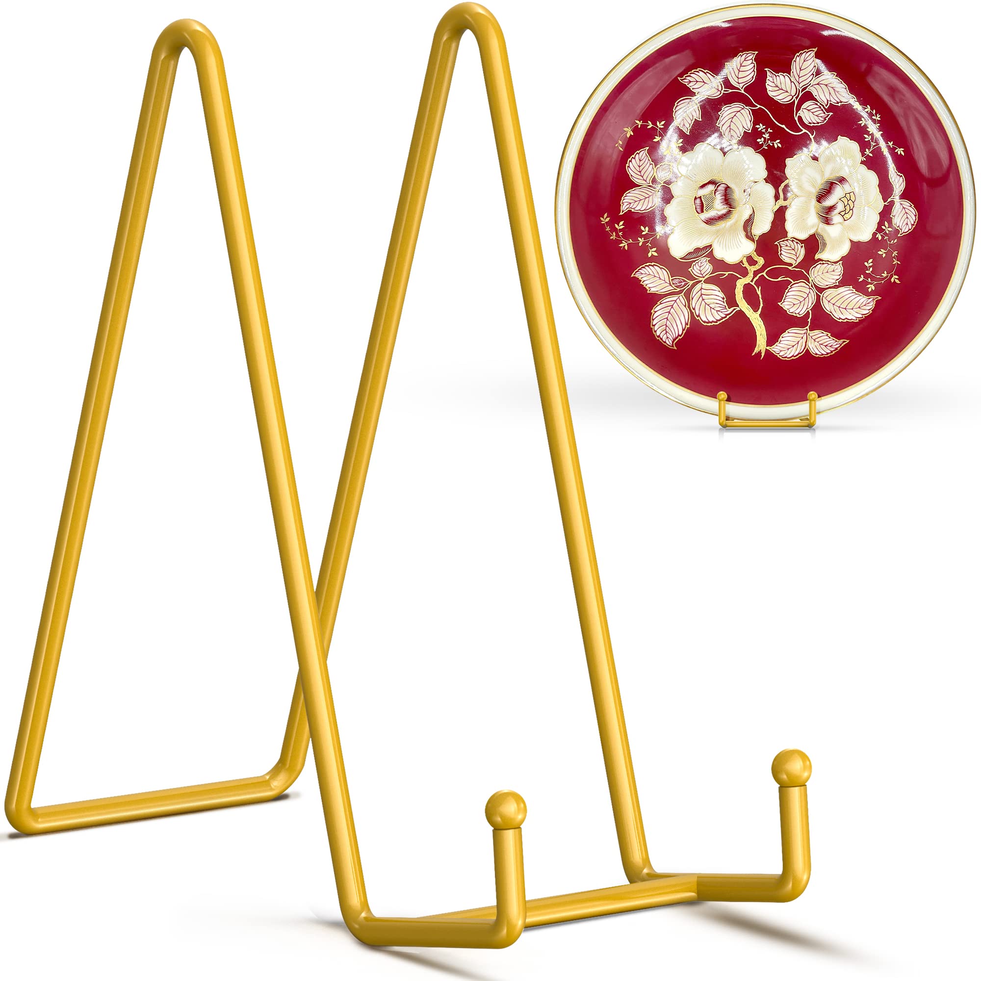 TR-LIFE 10 Inch Large Plate Stands/Holder for Display - Metal Picture Frame Holder Stand + Small Easels for Decorative Plate, Pl