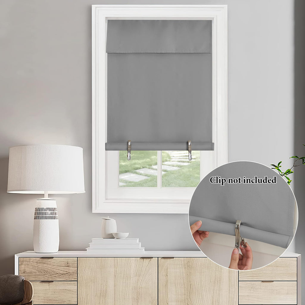 Nicetown French Door Curtain For Classroom, Tricia Door Window Shade Room Darkening Tie Up Shade For Patio, Thermal Insulated Front Door Curtain, 36' Wide X 72' Long, 1 Panel, Silver Grey