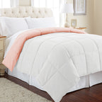 Modern Threads Down Alternative Microfiber Quilted Reversible Comforter & Duvet Insert - Soft, Comfortable Alternative To Goose Down - Bedding For All Seasons Blush/White Full/Queen